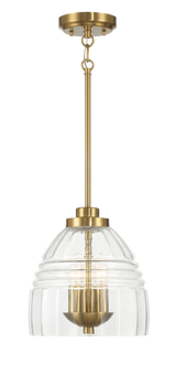Ember Three Candle Lights Chain Pendant With Clear Glass - Satin Brass by Ashcroft Furniture at Eve Furniture