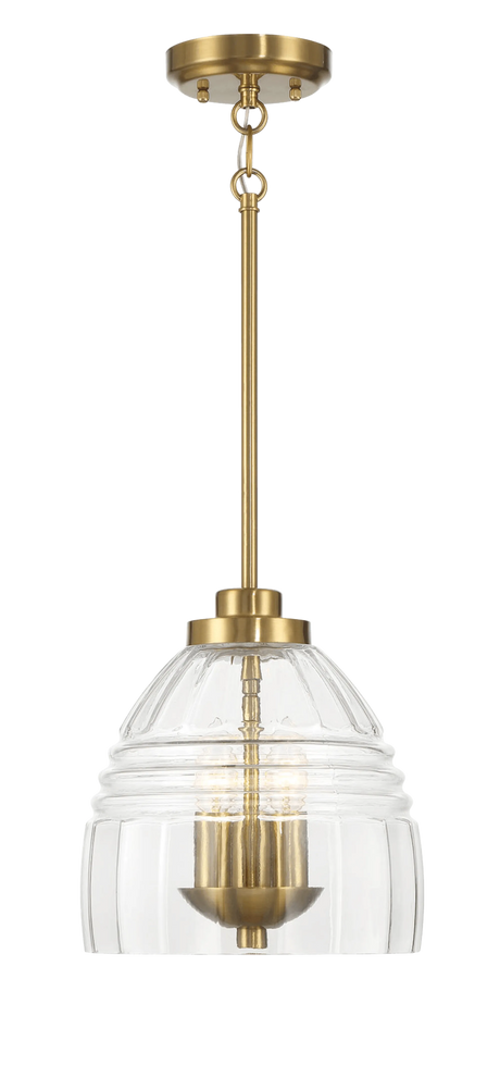 Ember Three Candle Lights Chain Pendant With Clear Glass - Satin Brass by Ashcroft Furniture at Eve Furniture
