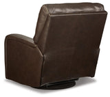 Emberla Coffee Swivel Glider Recliner by Ashley at Eve Furniture