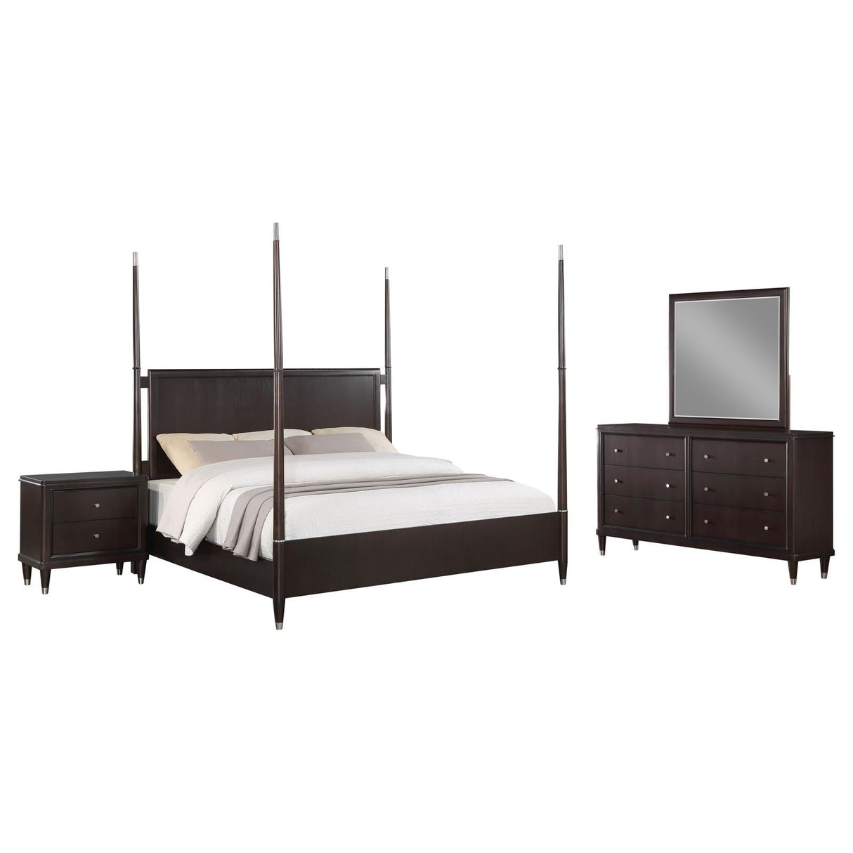 Emberlyn Brown 4-Piece Eastern King Four Poster Bedroom Set