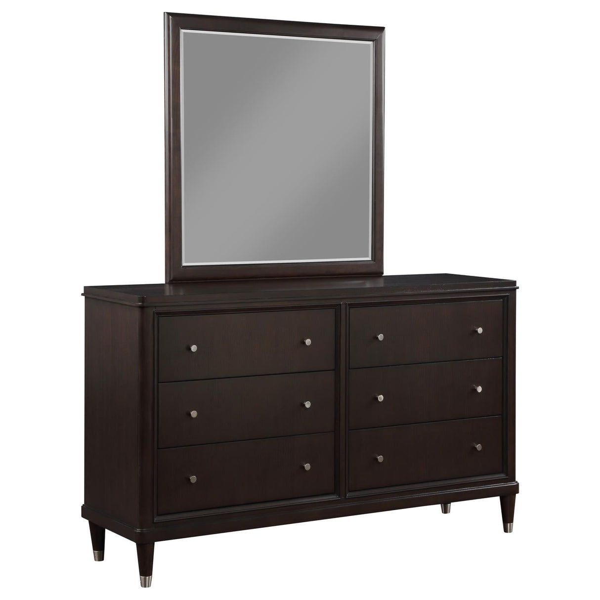 Emberlyn Brown 6-Drawer Bedroom Dresser with Mirror