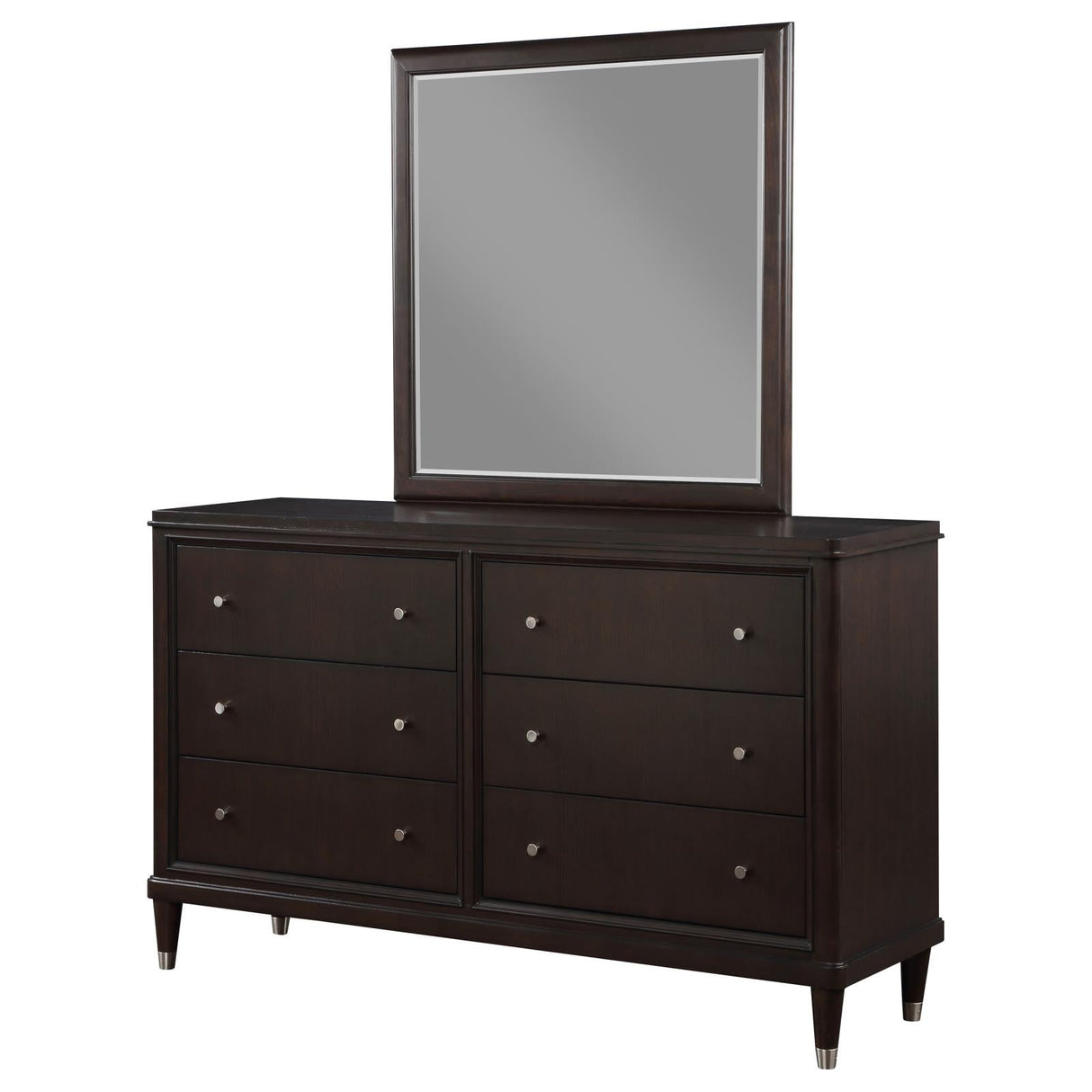 Emberlyn Brown 6-Drawer Bedroom Dresser with Mirror