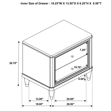Emberlyn Brown 2-drawer Nightstand Bedside Table by Coaster at Eve Furniture