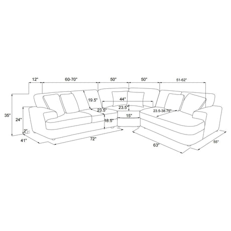 Emberson Ivory 3-Piece Modular Sectional Sofa by Coaster at Eve Furniture