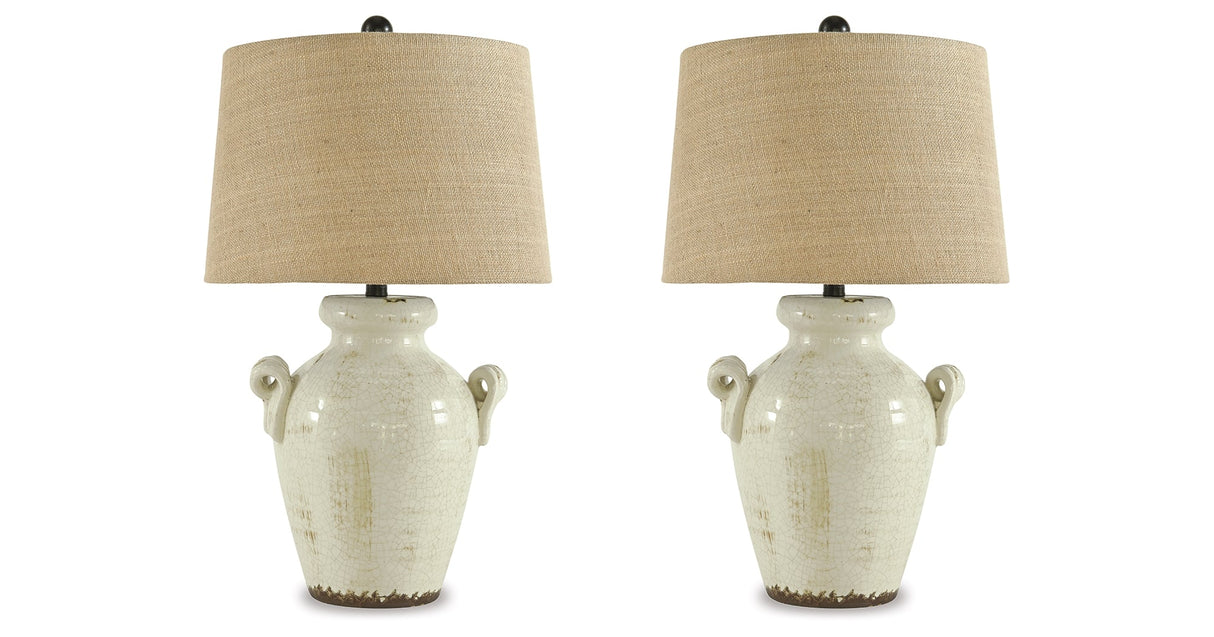 Emelda Cream Table Lamp (Set of 2) by Ashley at Eve Furniture
