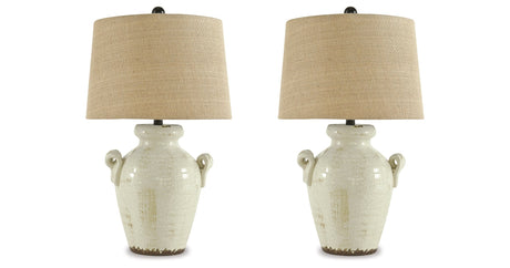 Emelda Cream Table Lamp (Set of 2) by Ashley at Eve Furniture