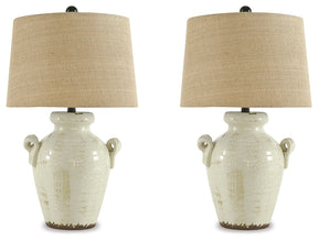 Emelda Cream Table Lamp (Set of 2) by Ashley at Eve Furniture