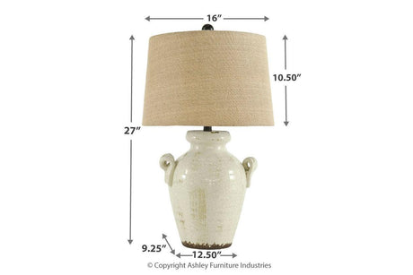 Emelda Cream Table Lamp by Ashley at Eve Furniture