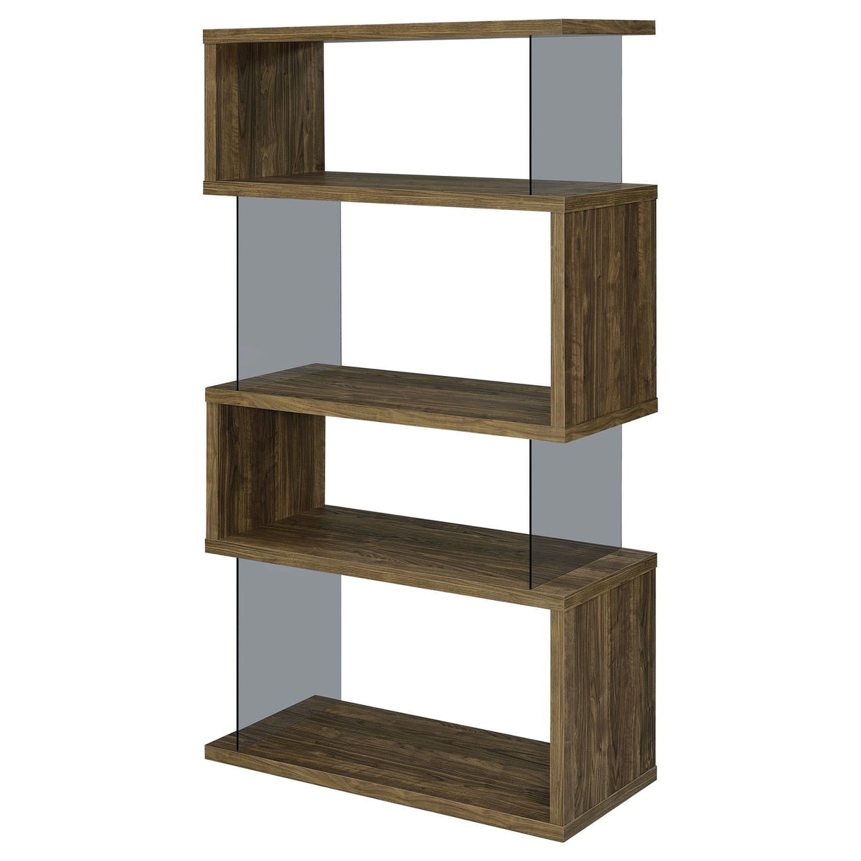 Emelle 4-Shelf Bookcase with Glass Panels