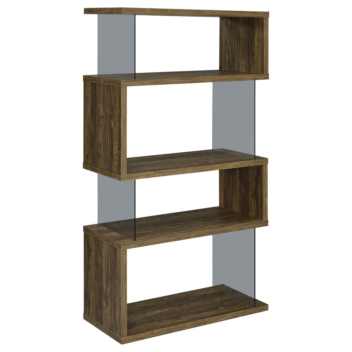 Emelle 4-Shelf Bookcase with Glass Panels