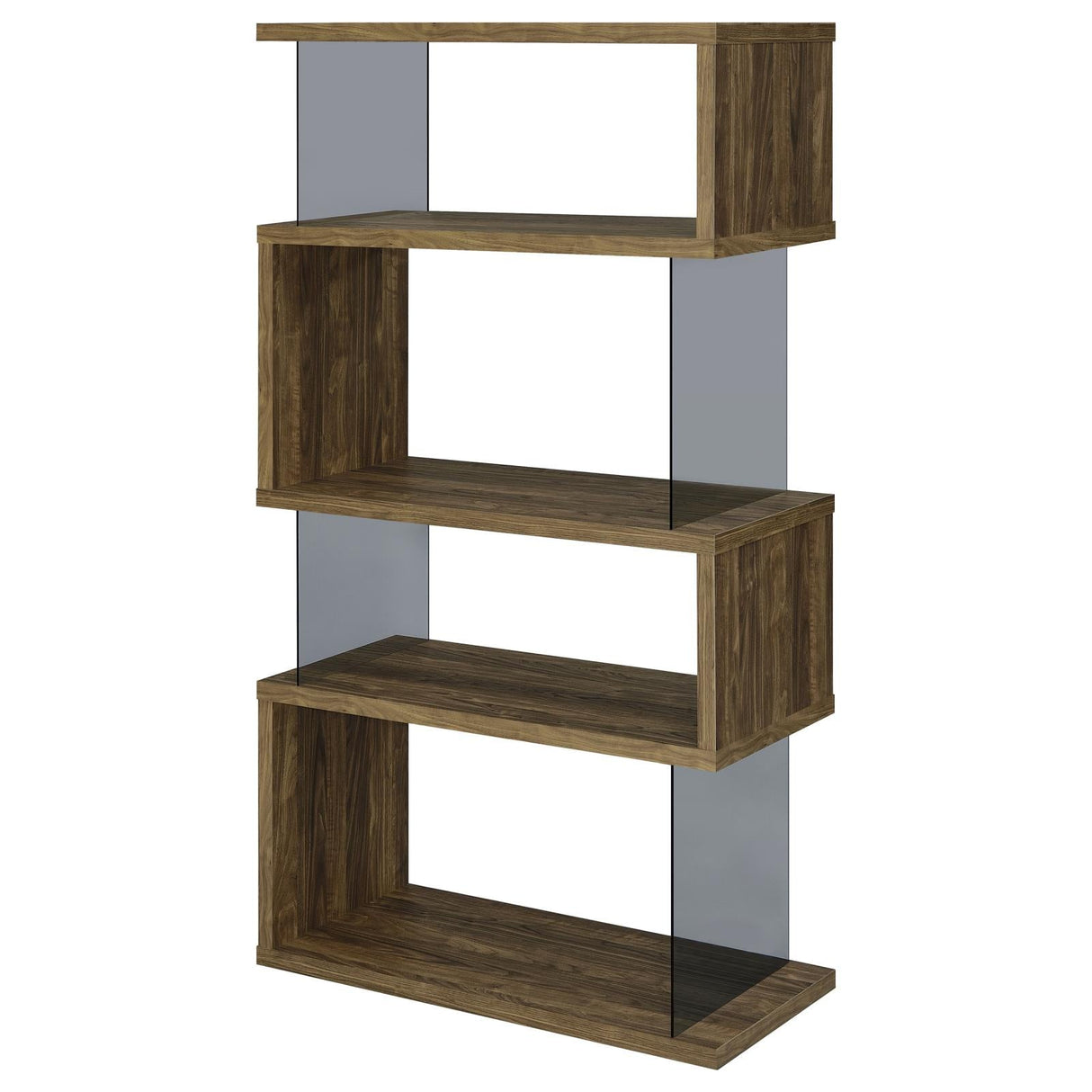 Emelle 4-Shelf Bookcase with Glass Panels