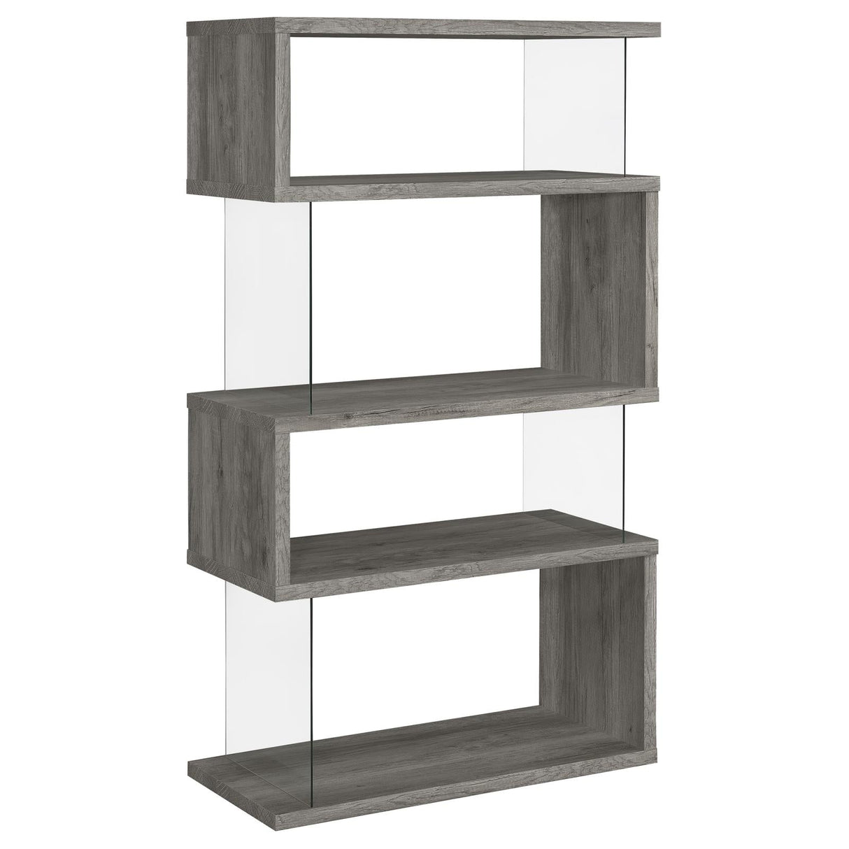 Emelle 4-Shelf Bookcase with Glass Panels