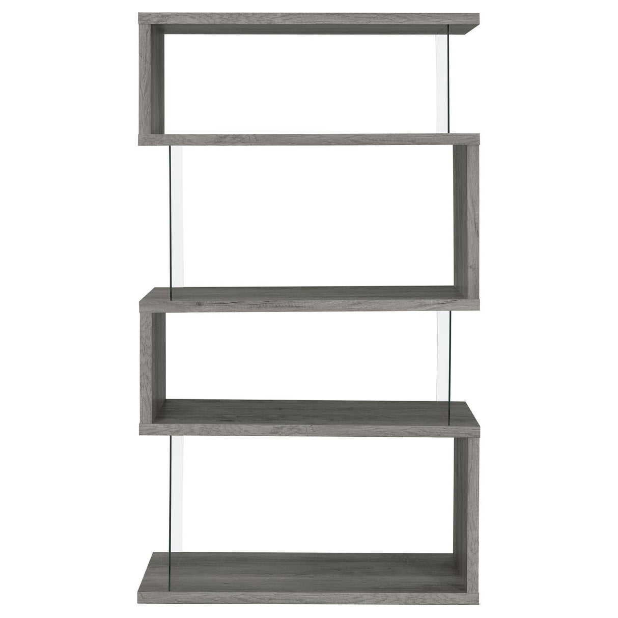 Emelle 4-Shelf Bookcase with Glass Panels