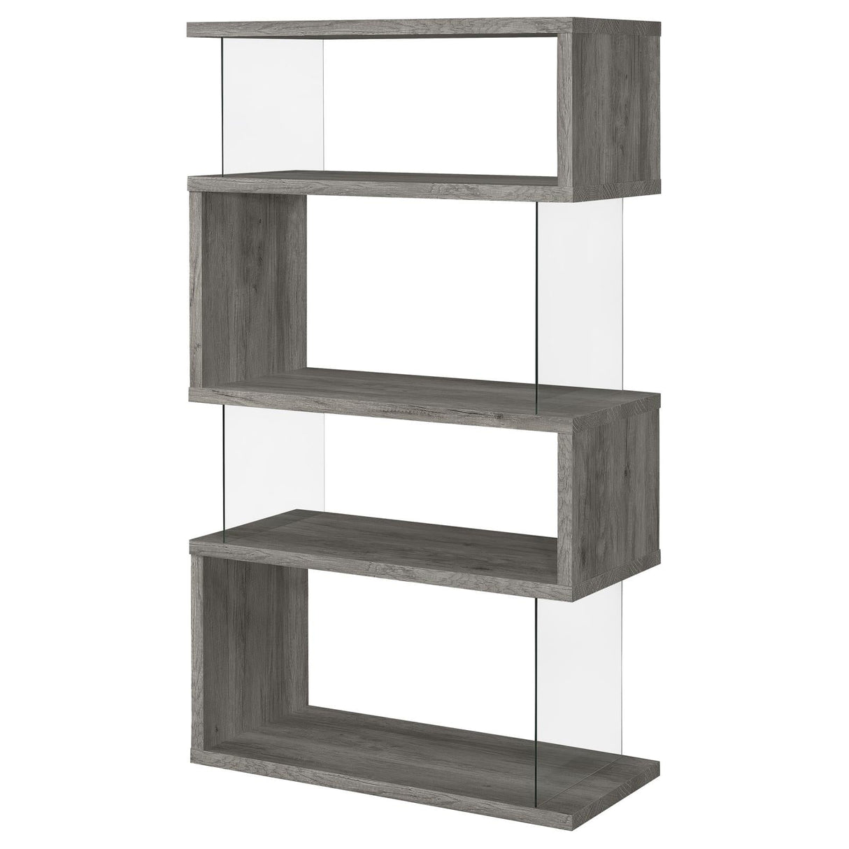 Emelle 4-Shelf Bookcase with Glass Panels