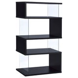 Emelle Black/Clear 4-Tier Bookcase by Coaster at Eve Furniture