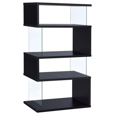 Emelle Black/Clear 4-Tier Bookcase by Coaster at Eve Furniture