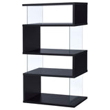 Emelle Black/Clear 4-Tier Bookcase by Coaster at Eve Furniture
