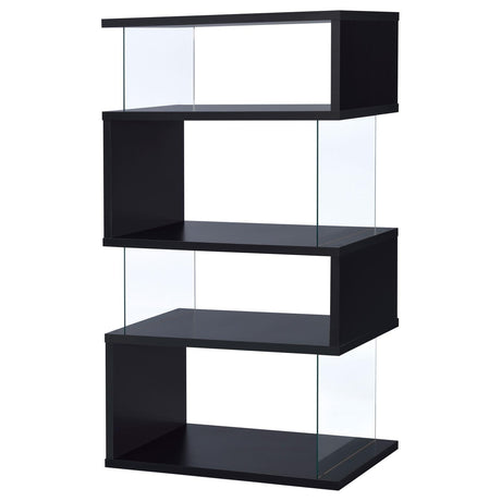 Emelle Black/Clear 4-Tier Bookcase by Coaster at Eve Furniture