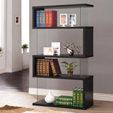 Emelle Black/Clear 4-Tier Bookcase by Coaster at Eve Furniture