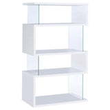 Emelle White/Clear 4-Tier Bookcase by Coaster at Eve Furniture