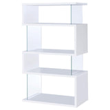 Emelle White/Clear 4-Tier Bookcase by Coaster at Eve Furniture