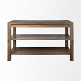 Emeril Brown Solid Wood Two-Tier Smooth Counter Top Kitchen Island by Mercana at Eve Furniture
