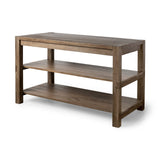 Emeril Brown Solid Wood Two-Tier Smooth Counter Top Kitchen Island by Mercana at Eve Furniture