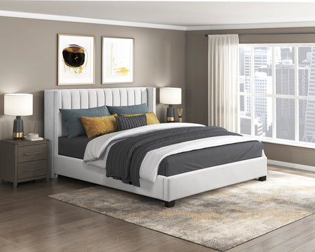 Emerson Beige Upholstered King Bed by Homelegance at Eve Furniture