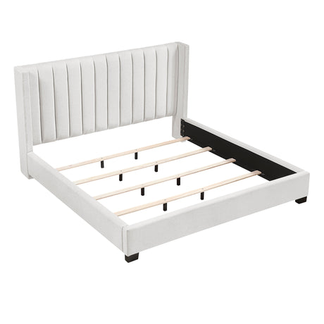 Emerson Beige Upholstered King Bed by Homelegance at Eve Furniture