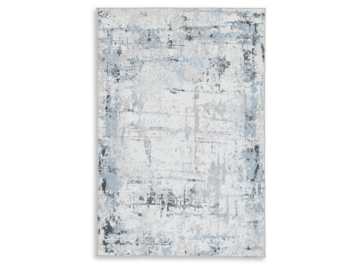Emertonly Blue/White/Gray Medium Rug by Ashley at Eve Furniture
