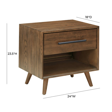 Emery 24" Walnut 1-Drawer Nightstand by TOV Furniture at Eve Furniture