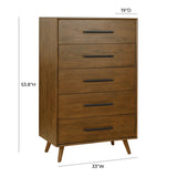 Emery 33" Walnut 5-Drawer Chest by TOV Furniture at Eve Furniture