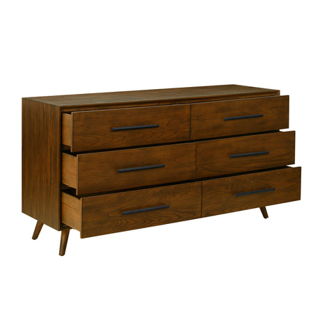 Emery 62" Walnut 6-Drawer Dresser by TOV Furniture at Eve Furniture