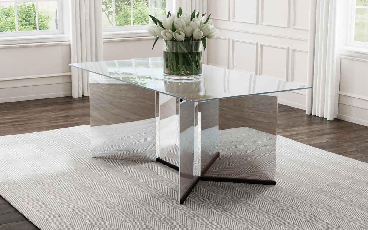 Emery Silver 76-inch Rectangular Mirrored Dining Table by Coaster at Eve Furniture
