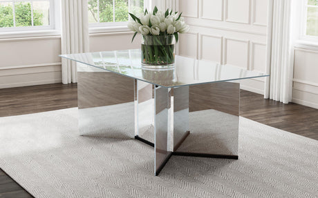 Emery Silver 76-inch Rectangular Mirrored Dining Table by Coaster at Eve Furniture