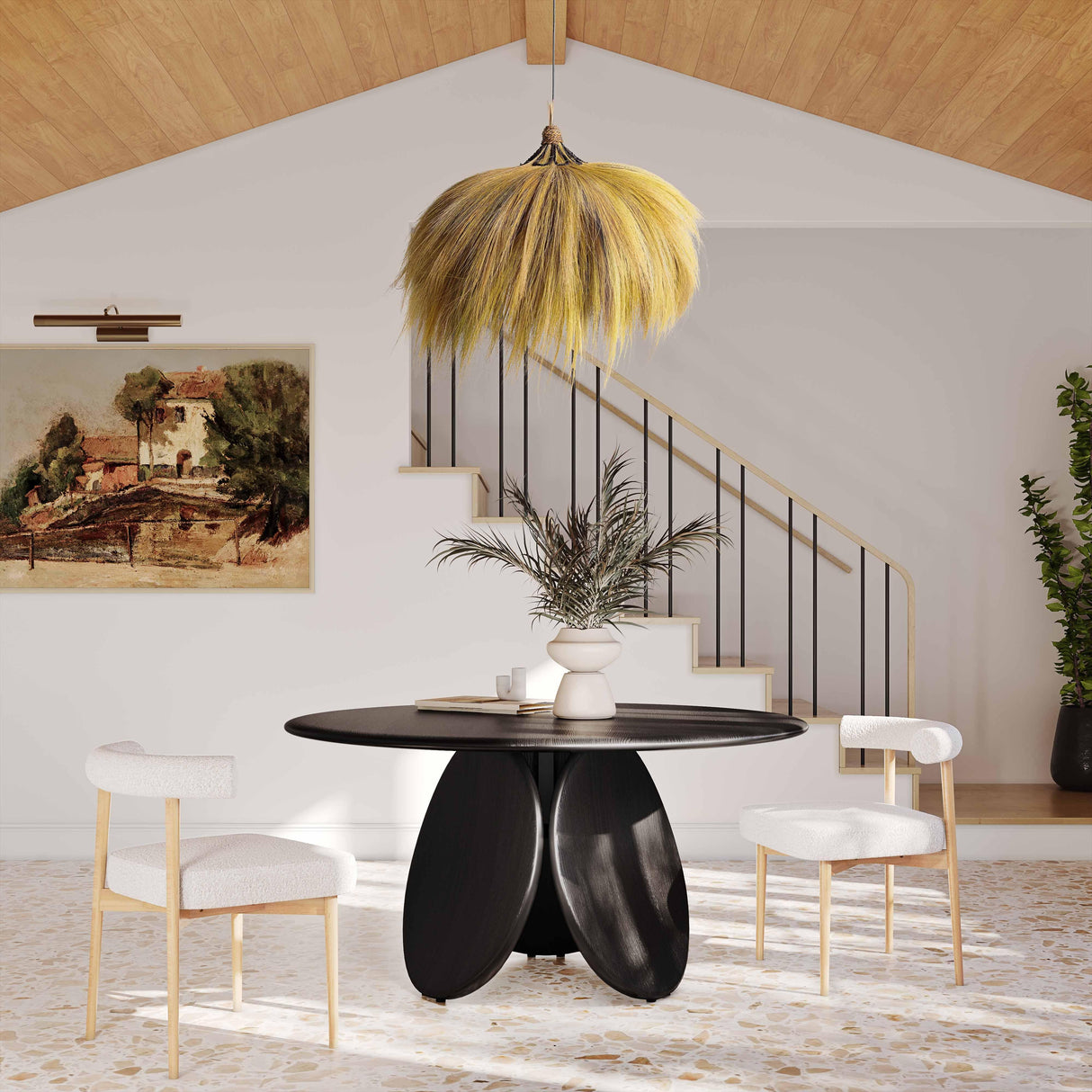 Emil Oak 58" Round Dining Table by TOV Furniture at Eve Furniture