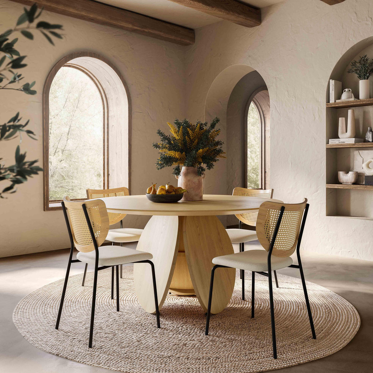 Emil Oak 58" Round Dining Table by TOV Furniture at Eve Furniture