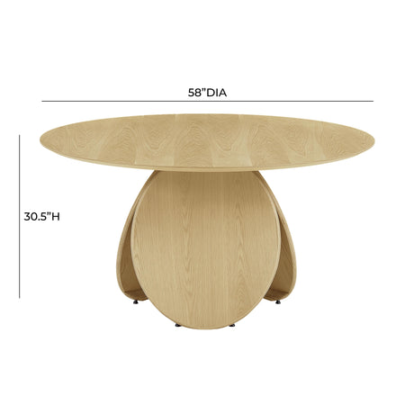 Emil Oak 58" Round Dining Table by TOV Furniture at Eve Furniture