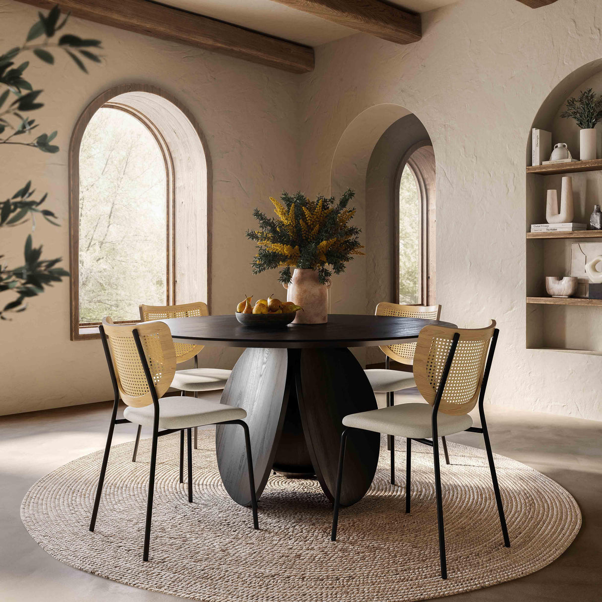 Emil Oak 58" Round Dining Table by TOV Furniture at Eve Furniture