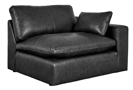 Emilia Black Leather 2-Piece Modular Loveseat by Ashley at Eve Furniture