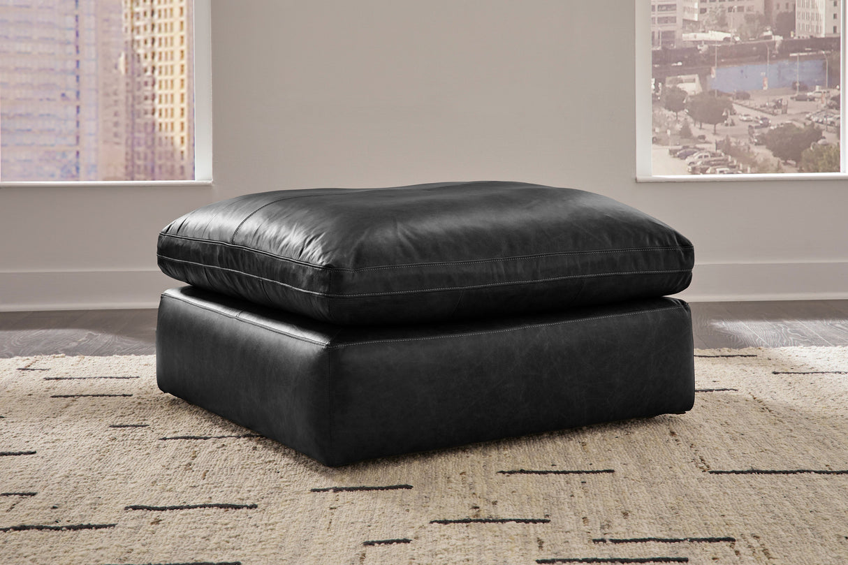 Emilia Black Leather 2-Piece Modular Loveseat by Ashley at Eve Furniture