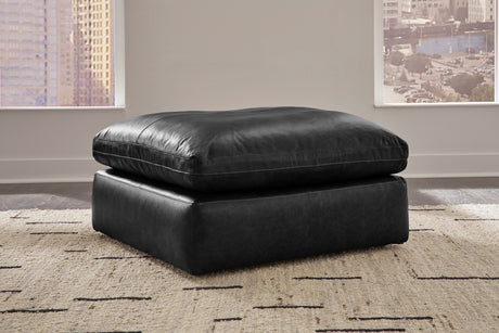 Emilia Black Leather 2-Piece Modular Loveseat by Ashley at Eve Furniture