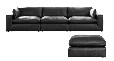 Emilia Black Leather 3-Piece Leather Modular Sectional Sofa by Ashley at Eve Furniture