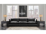 Emilia Black Leather 3-Piece Leather Modular Sectional Sofa by Ashley at Eve Furniture