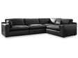 Emilia Black Leather 4-Piece Leather Modular Sectional Sofa by Ashley at Eve Furniture