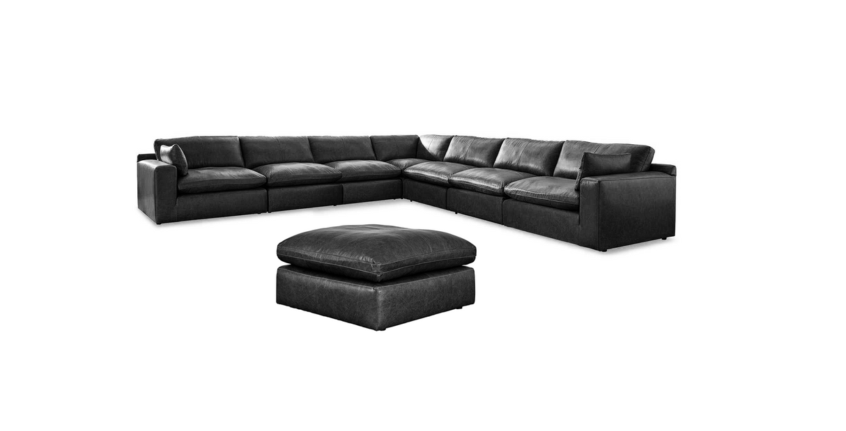 Emilia Black Leather 7-Piece Modular Sectional by Ashley at Eve Furniture