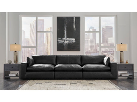 Emilia Black Leather Modular Sofa and Loveseat by Ashley at Eve Furniture