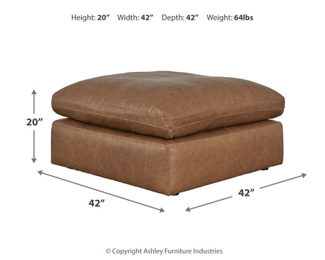 Emilia Caramel 6-Piece Leather Sectional with Ottoman in Caramel by Ashley at Eve Furniture