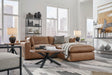 Emilia Caramel Leather 3-Piece Modular Sectional with Ottoman by Ashley at Eve Furniture