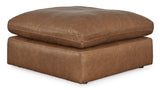 Emilia Caramel Leather 3-Piece Modular Sectional with Ottoman by Ashley at Eve Furniture